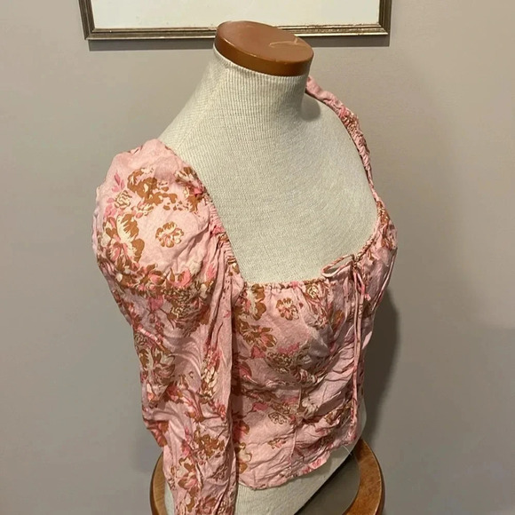 NWT!! Free People - Hilary Floral Crop Top - Pink Combo - Size S - Picture 8 of 9